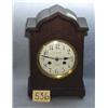 Image 1 : 1 CLOCK-BRACKET CLOCK MAHOGANY INLAY, 9"W X 14"H, WORKS JUNGANS CA, THIS MARK REGST. 1890 AND 191...