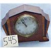 Image 1 : 1 CLOCK-MANTLE, OAK WITH INLAY, X 6.5"H, LEVER MOVEMENT, BAYARD OF FRANCE....