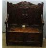 Image 1 : 1 CARVED OAK HALL BENCH W/ FRUIT BIRDS...