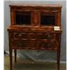 Image 1 : 1 TAMBOUR FRONT DESK WITH FOLD WRITING SURFACE. INTERIOR AND PIGEON HOLES. MAHOGANY. 45"H X 35"W....