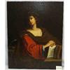 Image 1 : 1 RELIGIOUS OIL PAINTING ON EUROPEAN CA. 1840'S. DEPICTION OF SAINT SYBILIS SAMIA. 33" X 27.75"....