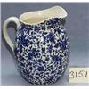 Image 1 : 1 BLU & WHT PITCHER W/ INSISED 10" (CRACKED)...