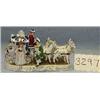 Image 1 : 1 PORCELIAN COACH 10" LONG W/ MK 4 HORSES & 3 FIGURES...