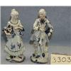 Image 1 : 2 PORCELIAN BLU & WHT FIGURINES MAN & LADY 9 1/2" MK IVO...