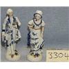 Image 1 : 2 PORCELIAN BLU & WHT FIGURINES MAN & LADY 8" TALL MK IVO...