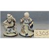 Image 1 : 2 PORCELIAN BLU & WHT FIGURINES MAN & LADY 7" MK IVO...