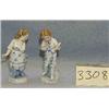 Image 1 : 2 BLU & WHT PORCELIAN FIGURINES BOY & GIRL 6" W/ CHIPS ERNST BOHNE SONS...
