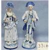 Image 1 : 2 BLU & WHT PORCELIAN FIGURINES BOY & GIRL 13" TALL...