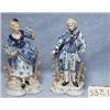 Image 1 : 2 BLU & WHT PORCELIAN FIGURINE MAN & WOMAN 12"...