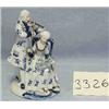Image 1 : 1 BLU & WHT PORCELIAN FIGURINE & WOMAN PLAYING MUSIC 8"...