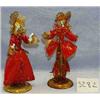 Image 1 : 2 RED AND GOLD VENETIAN GLASS & WOMAN FIGURINES 13 1/2"...