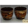 Image 1 : 2 GOLD & TAN JARDINIERE WEST INSISED #'S 7"...
