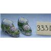 Image 1 : 2 PORCELIAN SHOES W/ APPLIED FLOWERS...