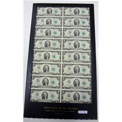 16  1976 $2 FR notes UNCUT SHEET STAR NOTES