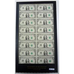 16  1981 $1 FR notes UNCUT SHEET
