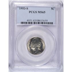 1953-S JEFFERSON NICKEL PCGS 65