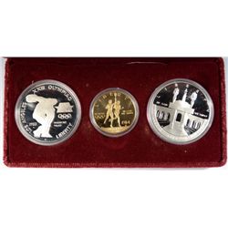 1984 3 PCS SET OLYMPICS- $10.00 GOLD AND 2-SILVER DOLLARS, BOX/COA PROOF