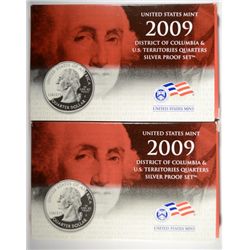 ( 2 ) 2009  UNITED STATES D.C. AND U.S. TERRITORIES QUARTER SILVER PROOF SETS IN ORIGINAL MINT PACKA