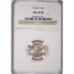 1944 D MERCURY DIME NGC MS 64 FB