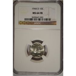 1944-D MERCURY DIME NGC MS64 FB