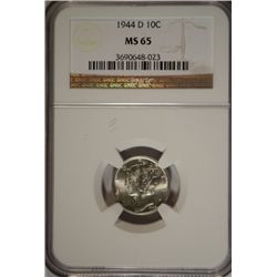 1944-D MERCURY DIME NGC MS65