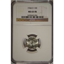 1944-D MERCURY DIME NGC MS65 FB
