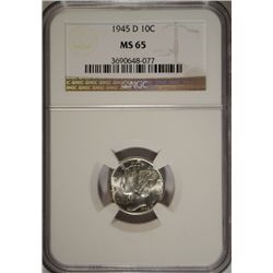 1945-D MERCURY DIME NGC MS65