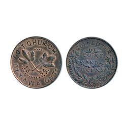 Thomas Church Token. Bow. 6-25. Copper. Reeded edge. Medium thick. 8.0 gms. Unc. 50% lustre.