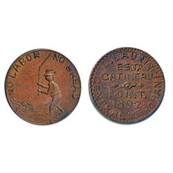 Thomas Church Token. Bow. 38-45. Copper. Plain edge. Thick. 12.9 gms. Unc. Brown.