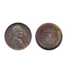 Lincoln Cent. 1909-S. VDB. ANACS graded Mint State-64. Red-Brown. 50% red lustre remaining.