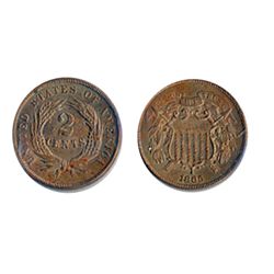 Two Cents. 1865. ICCS Mint State-63. Red. 65% red lustre.