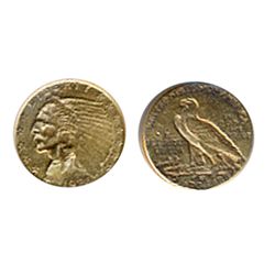 $2 1/2 Dollar Gold. Indian Head. Very Fine-30. Mounted at top & lightly polished.