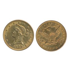 $10.00 Gold. 1907. Liberty type. Extra Fine-45.