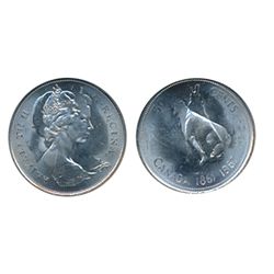 50 Cents. 1967. A double-struck, rotated in collar error. NGC graded Mint State-64. Brilliant and lu