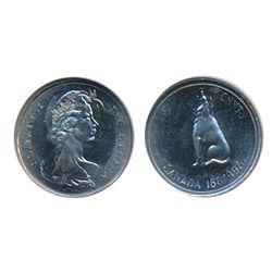 50 Cents. 1967. A double-struck, rotated in collar error. NGC graded Mint State-63. Brilliant and lu