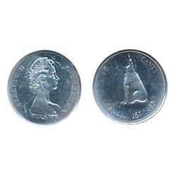 50 Cents. 1967. A double-struck, rotated in collar error. NGC graded Mint State-63. Brilliant and lu