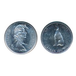 50 Cents. 1967. A double-struck, rotated in collar error. NGC graded Mint State-63. Brilliant and lu