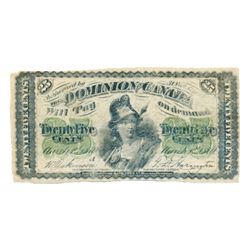 25 CENTS. March 1, 1870-A. DC-1a. Letter ‘A’ under date. CCCS graded Fine-12.