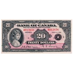 $20.00. 1935 Issue. BC-9a. English Text. Large Seal. No. A013858/B. A bright and original Very Fine.