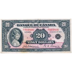 $20.00. 1935 Issue. BC-10. French Text. No. F010866/C. PCGS graded Very Fine-25. A great note, with