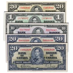 $1.00. 1937 Issue. BC-21d. No. T/N1746192. VF; $10.00. 1937 Issue. BC-24b. No. R/D5179347. AU; $20.0