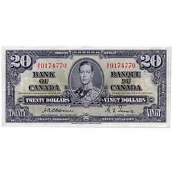 $20.00. 1937 Issue. BC-25a. Osborne. No. A/E0174770. Fine+.