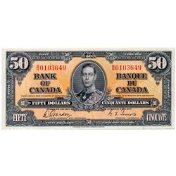 $50.00. 1937 Issue. BC-26b. Gordon. No. B/H0103649. PCGS graded AU-58.