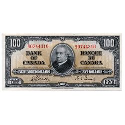 $100.00. 1937 Issue. BC-27b. Gordon-Towers. No. B/J0744316. A bright Extra Fine.