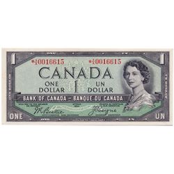 $1.00. 1954 Issue. BC-29bA. No. A/A0016615. Beattie-Coyne. ‘Devil’s Face. A rare replacement note. C