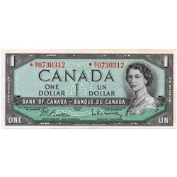 $1.00. 1954 Issue. BC-37bA. Beattie-Rasminsky. No. *N/Y0730312. PCGS graded Unc-63.