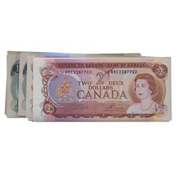 $1.00. 1973 Issue. BC-46a. (5 pcs.); BC-46b. (24 pcs.); $2.00. 1974 Issue. BC-47a-i. AU; BC-47b. (24