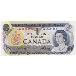 $1.00. 1973 Issue. BC-46aT-i. Lawson-Bouey. No. AXA0801652. PCGS graded Ch Unc-64 PPQ. A scarce Test