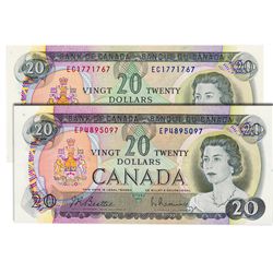 $20.00. 1969 Issue. BC-50a. Beattie-Rasminsky. No. EC1771767. No. EP4895097. Both CCCS graded Unc-60