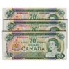 Image 1 : $20.00. 1969 Issue. BC-50b. Lawson-Bouey. No.’s WZ4842094, 2095, 2096. All three (3) notes are BCS g